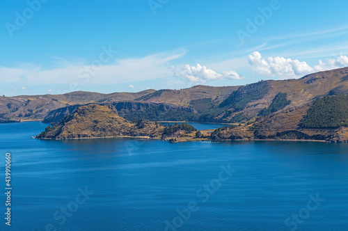 Fototapeta Naklejka Na Ścianę i Meble -  Titicaca Lake with Andes mountains, Bolivia and Peru, South America.