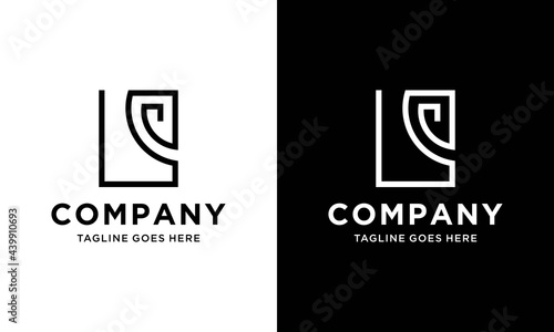 Logo design template, with line art horse head icon