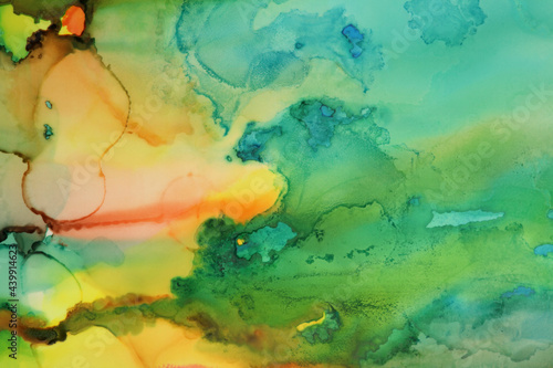 Abstract watercolor and alcohol ink flow blot painting. Art Color canvas marble texture horizontal background.