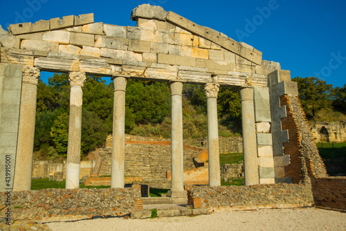 APOLLONIA, ALBANIA: Ancient Greek temple with white columns in the city of Apolonia in Albania. photo