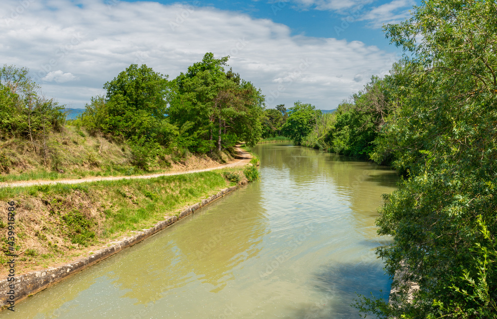 Fototapeta premium The scenic view of the Ecluse Saint Martin on the Canal du Midi, in the South of France