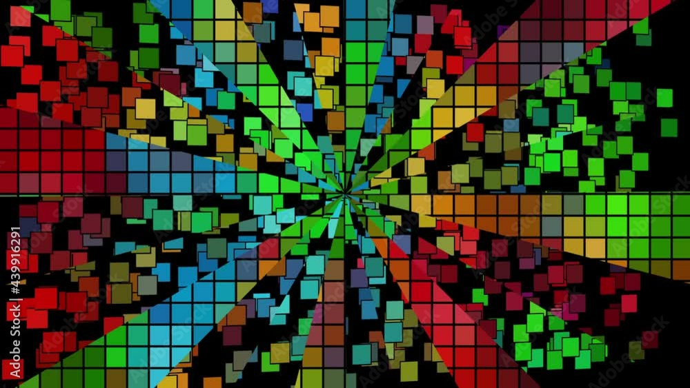 Multicolored abstract background. Animation of floating pixels, divided into segments. Multicolored abstract background. Animation of floating pixels, divided into segments.