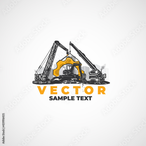 Excavator and construction cranes.
