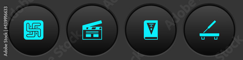 Set Hindu swastika, Bollywood indian cinema, India constitution day and Scented spa stick icon. Vector