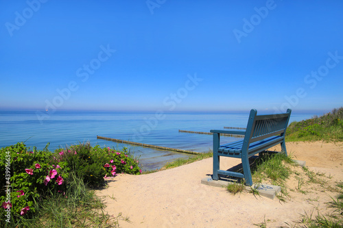Fototapeta Naklejka Na Ścianę i Meble -  A look out from the dike to the baltic sea in Wustrow, peninsula Darss - Germany