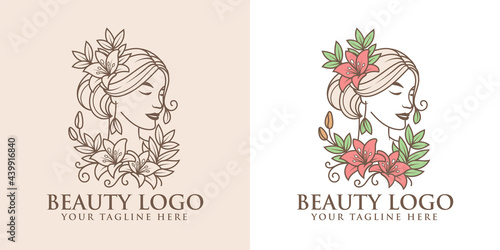 set woman beauty logo template