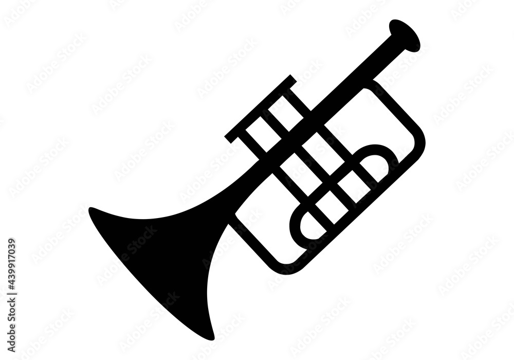 Icono negro  de trompeta sobre fondo blanco