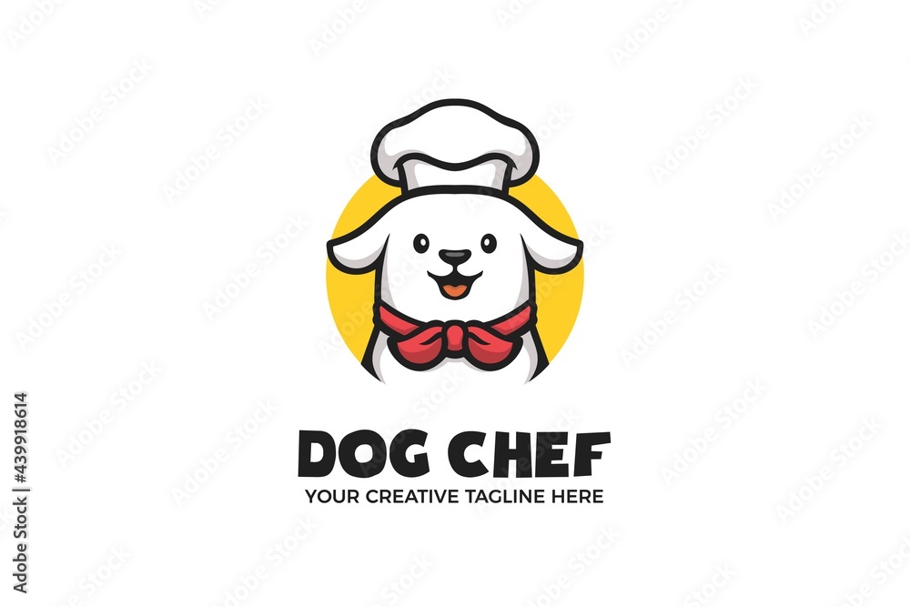 Cute Dog Chef Cartoon Mascot Logo Template Cute Dog Chef Cartoon Mascot Logo Template