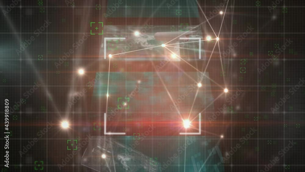 Animation of marker recording and scope with data on screens and network of connections