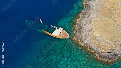 Aerial drone photo of famous shipwreck of 