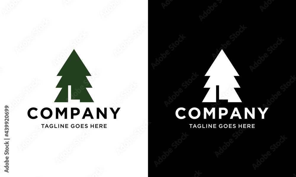 letter L initial and negative space pine tree logo icon vector ...