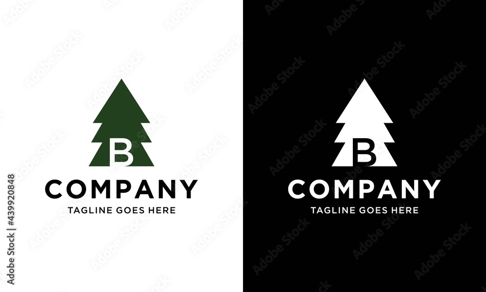 letter B initial and negative space pine tree logo icon vector inspiration letter B initial and negative space pine tree logo icon vector inspiration