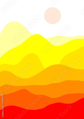 Sunset in the mountains illustration 