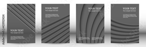 Cover designs set. Background with abstract volumetric gradient of linear waves, fabric folds for creating a trendy banner, poster