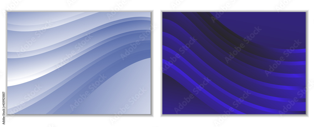 Fototapeta premium Abstract gradient waves background and folds. A set of 2 templates. 3D illustration in gentle pastel colors. Vector