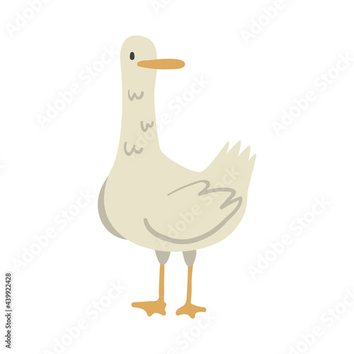 Cute Goose Farm Bird, Poultry Breeding Concept Cartoon Vector Illustration