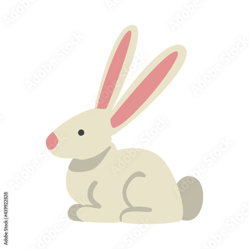 Cute White Rabbit Farm Animal, Livestock Cartoon Vector Illustration © topvectors