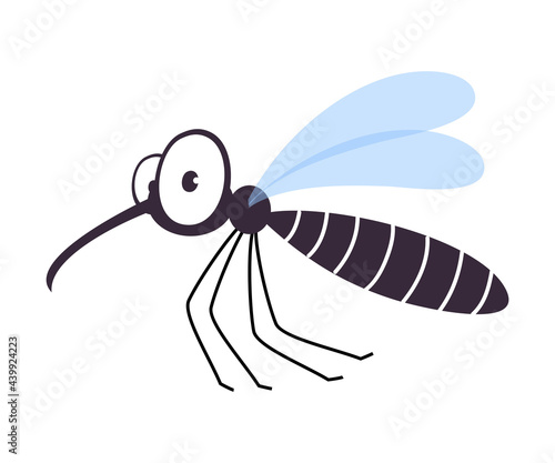 Cute Funny Mosquito Insect, Lovely Colorful Creature Cartoon Vector Illustration