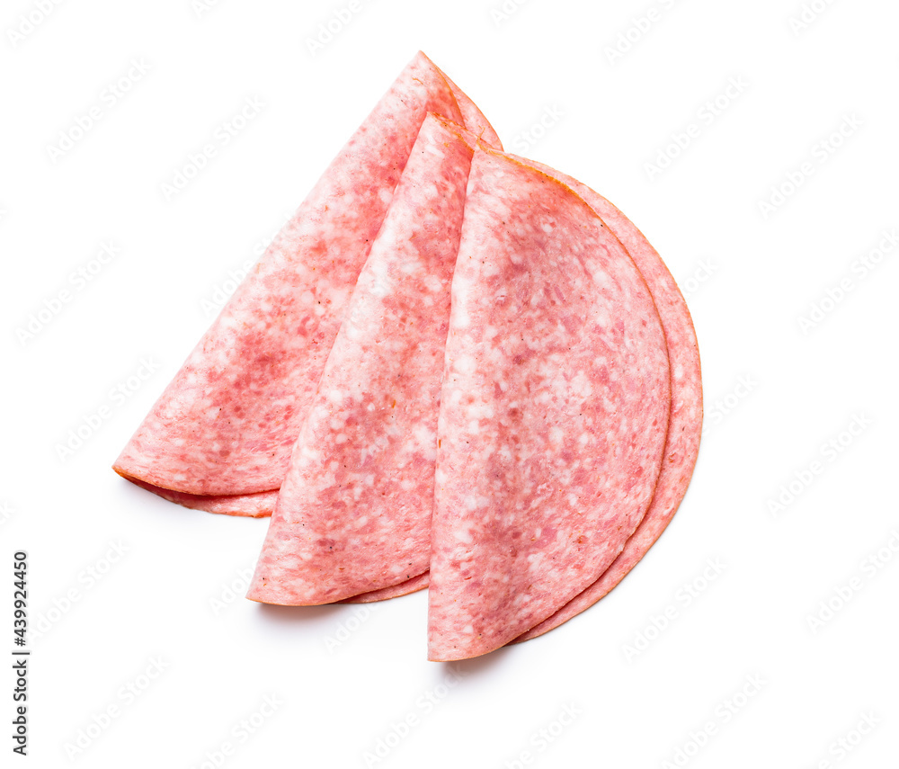 Sliced smoked salami. Sliced smoked salami.