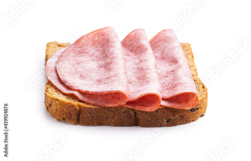 Slice of bread with salami