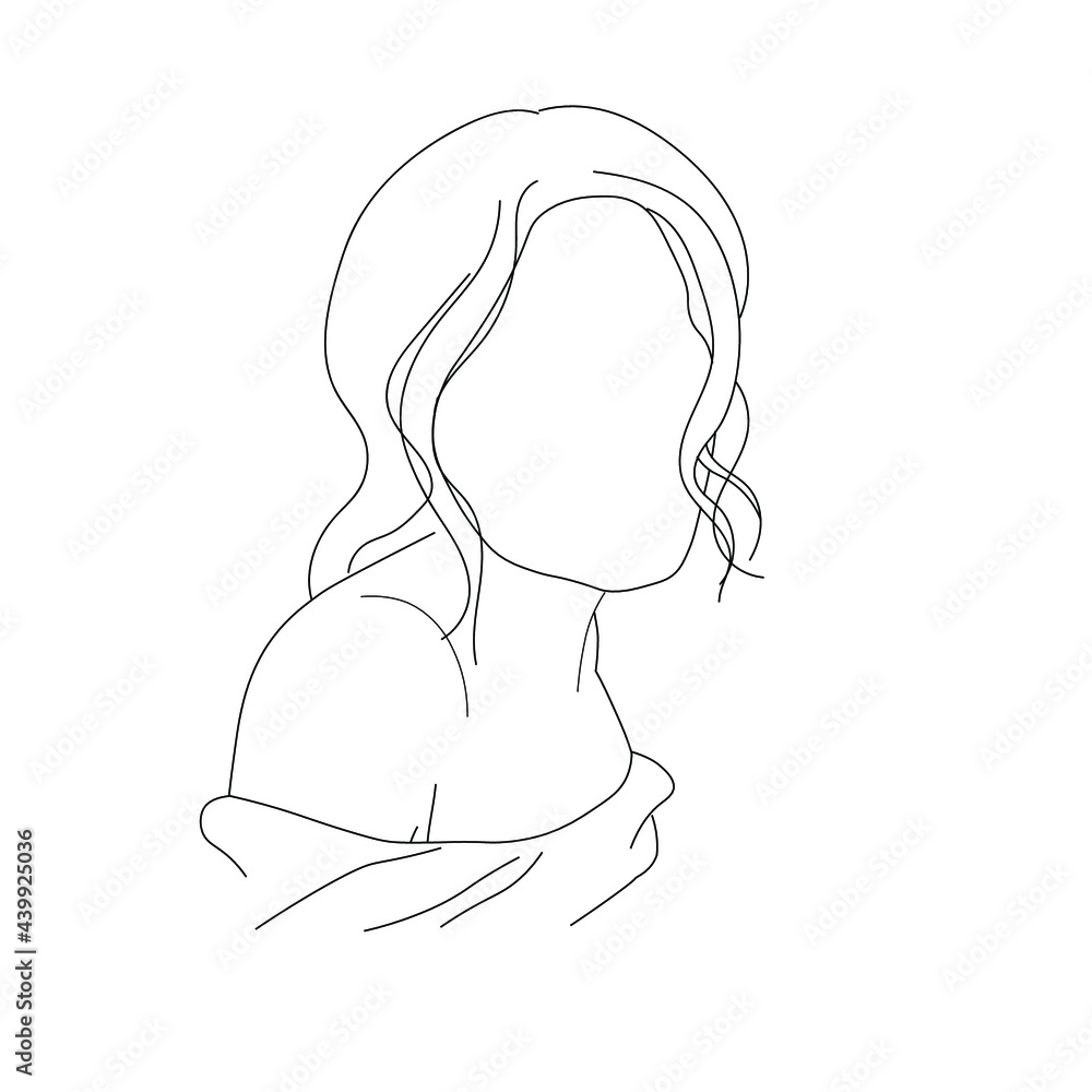 Vector illustration portrait woman . Boho style, Line art logo, Minimalistic symbol