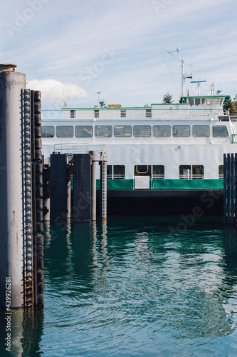 Fototapeta Docked ferry boat in the Pacific Northwest