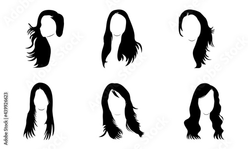 Set of Girls hair Silhouette Vector
