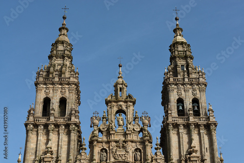 Vista parcial de la Catedral de Santiago con cielo azul en el año Xacobeo photo