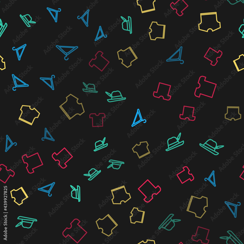 Set line Hanger wardrobe, Oktoberfest hat, T-shirt and on seamless pattern. Vector Set line Hanger wardrobe, Oktoberfest hat, T-shirt and on seamless pattern. Vector