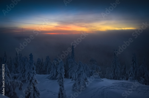 Winter foggy sunset in National park Koli © Maxim