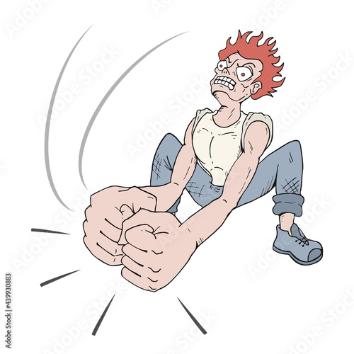 Angry man hitting the ground