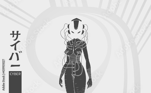 Futuristic cyber woman illustration