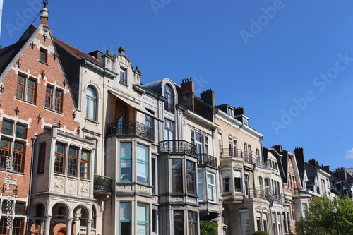 Schöne Altbaufassaden im Brüsseler Stadtteil Ixelles, Belgien