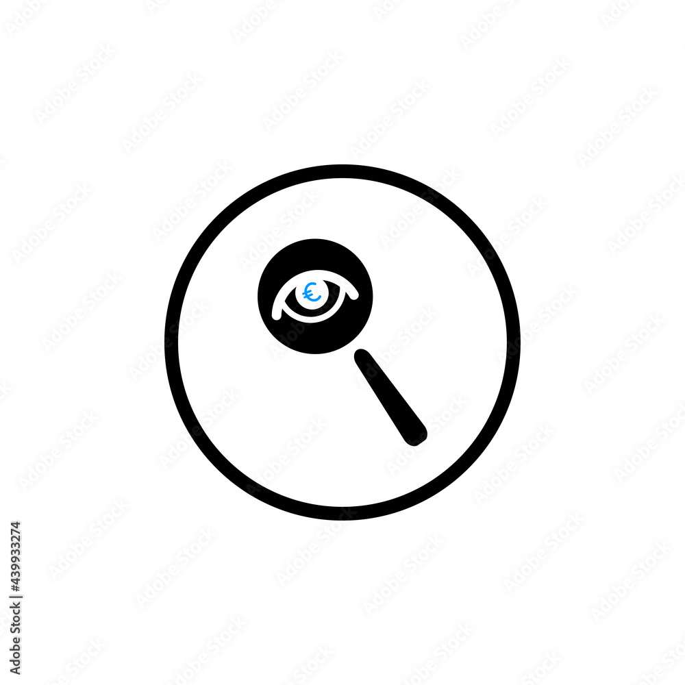 Euro audit, find icon in circle Euro audit, find icon in circle