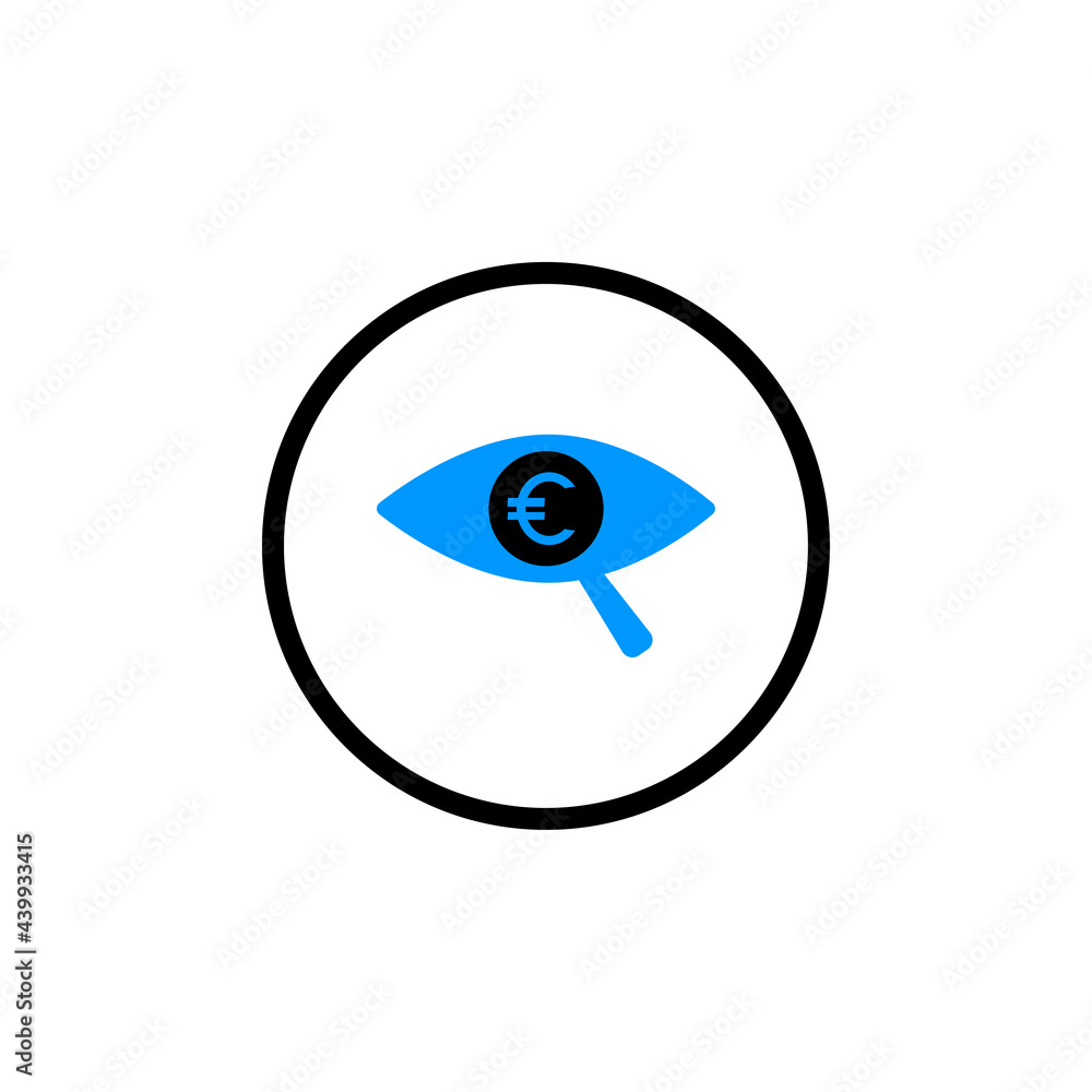 Euro audit, find icon in circle Euro audit, find icon in circle