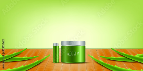 realistic illustration of aloe vera vector concept background