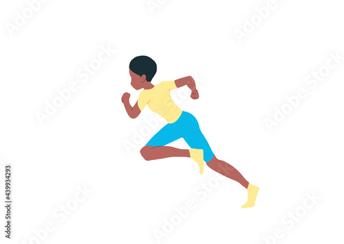 Athletic Runner Boy Running isolated on white background young man