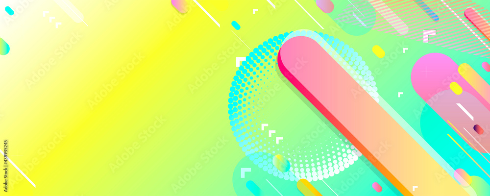 New bright juicy summer abstract fluid creative banner, trendy bright neon colors with dynamic lines