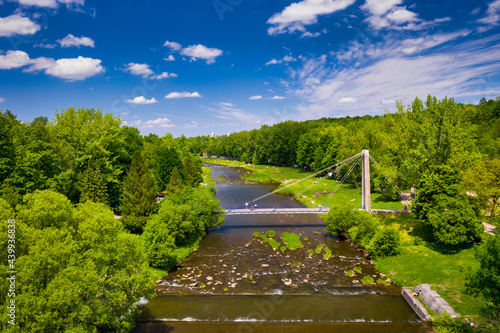 Fototapeta Naklejka Na Ścianę i Meble -  Scenery of the Vistula river in Ustron on the hills of the Silesian Beskids. Poland