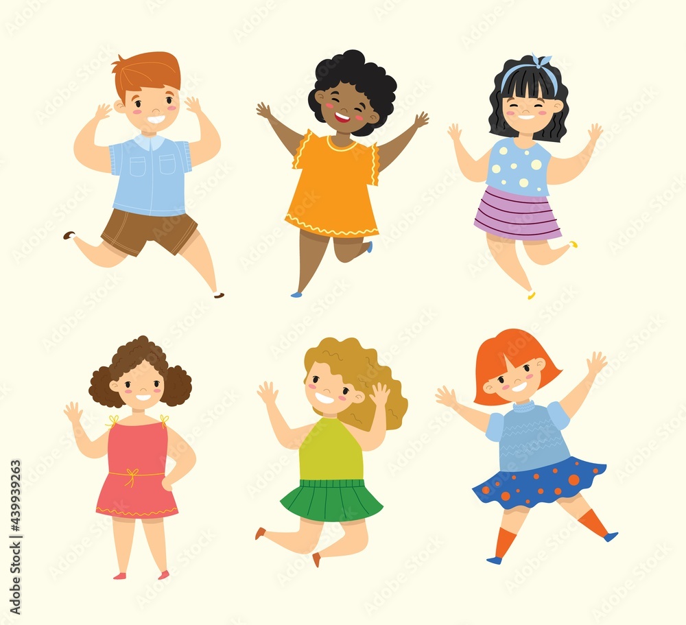 Happy little kids collection set. isolated on white background Happy little kids collection set. isolated on white background