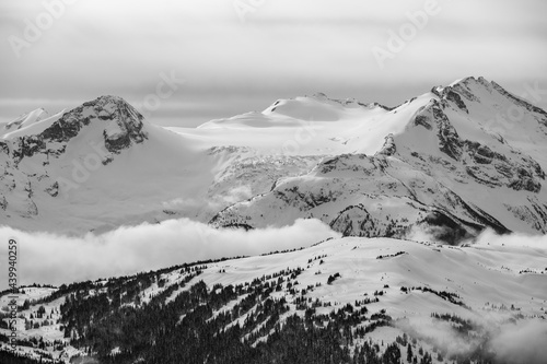 Singing Pass and Castle Towers Mountain in Whistler, BC in Black & White