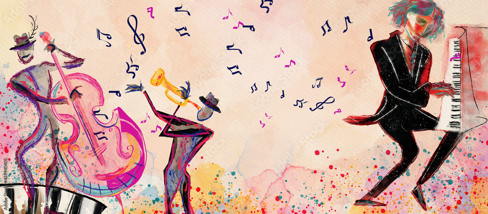 Fotografie Concert. World of music. Watercolor design element