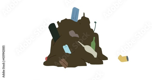 Earth with a pile of pollution falling