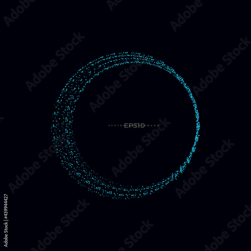 Abstract vector explosion dots line equalizer circle shape isolated technology background. Big data algorithms visualization. Vector illustration in concept of technology, science, quantum explosion.