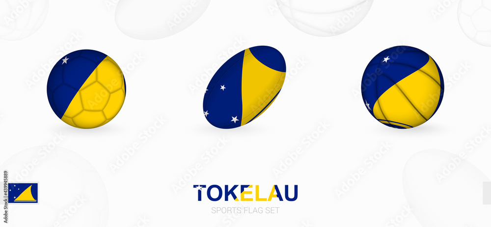 Sports icons for football, rugby and basketball with the flag of Tokelau. Sports icons for football, rugby and basketball with the flag of Tokelau.
