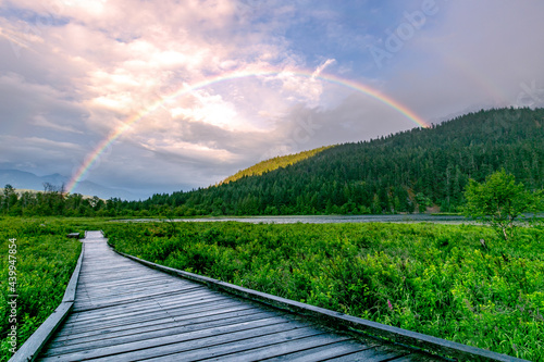 Rainbow over One Mile Lake in Pemberton, British Columbia