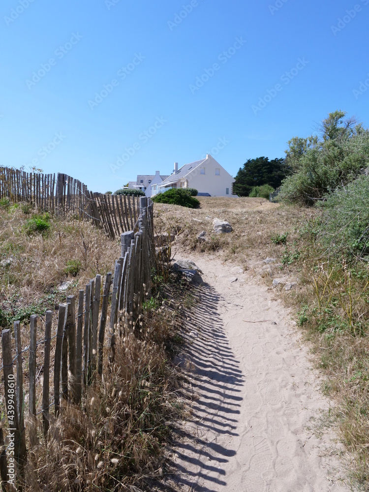 A small path on the Atlantic coast. Batz-sur-mer, France, 15th june 2021.