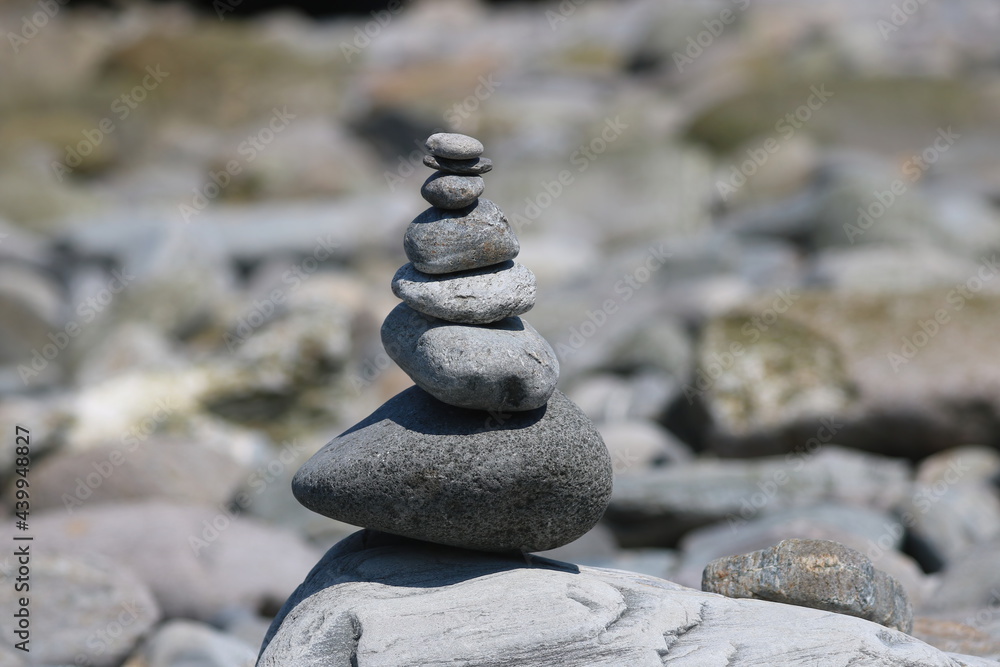Stacked Rock Pile on a Maine Beach Stacked Rock Pile on a Maine Beach
