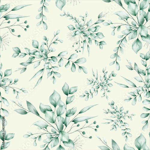 watercolor leaves seamless pattern design