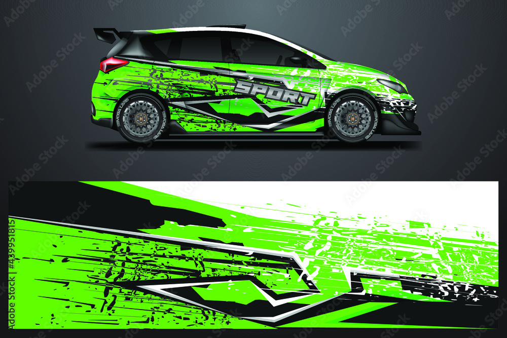 Car Wrap Design Vector , Livery Background Vehicle . Car template vector .